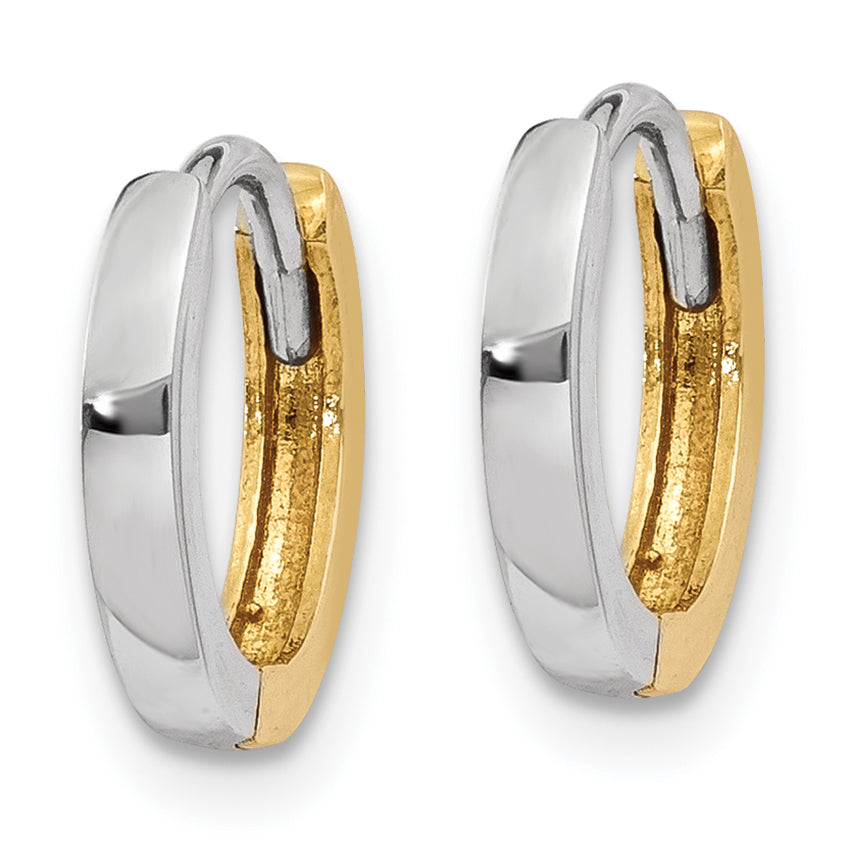 10K Two-Tone 1.50mm Hinged Hoop Earrings
