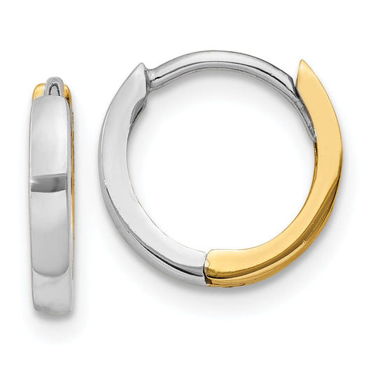 10K Two-Tone 1.50mm Hinged Hoop Earrings