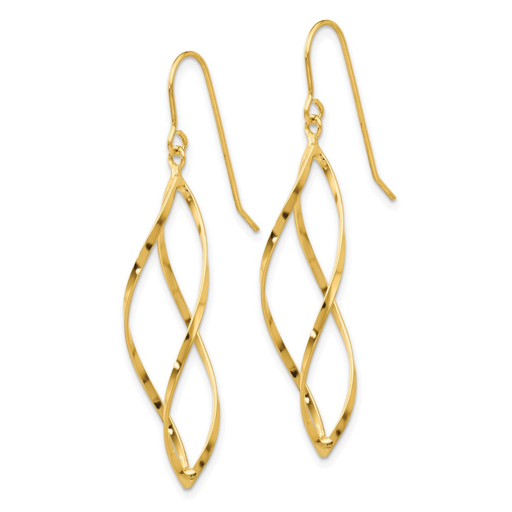 10K Yellow Gold Twisted Dangle Earrings