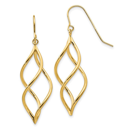 10K Yellow Gold Twisted Dangle Earrings