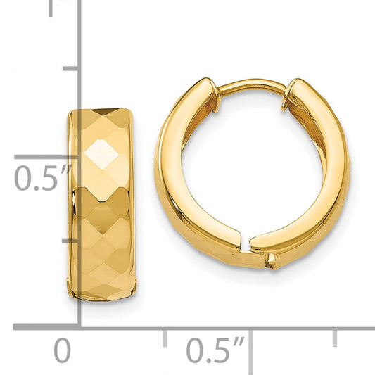 10K Yellow Gold Textured Hinged Hoop Earrings