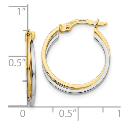 10K Two-Tone Polished Hollow Hoop Earrings