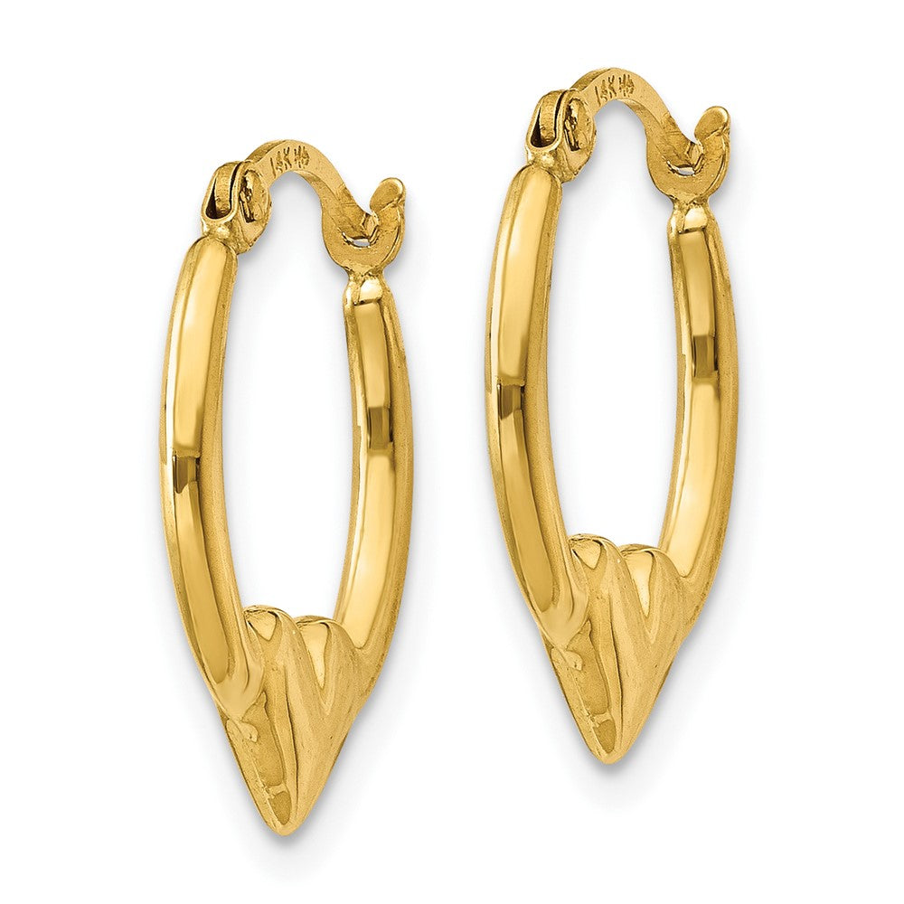 10K Yellow Gold 10K Heart Hoop Earrings