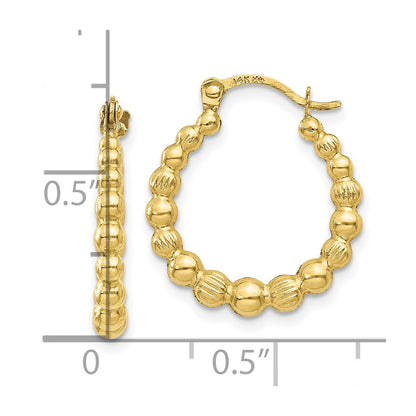 10K Yellow Gold 10K Beaded Hoop Earrings