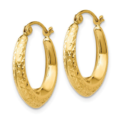 10K Yellow Gold 10K Textured Hollow Hoop Earrings