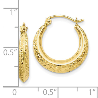 10K Yellow Gold 10K Textured Hollow Hoop Earrings