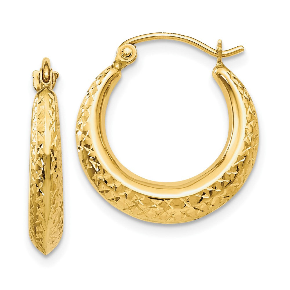 10K Yellow Gold 10K Textured Hollow Hoop Earrings
