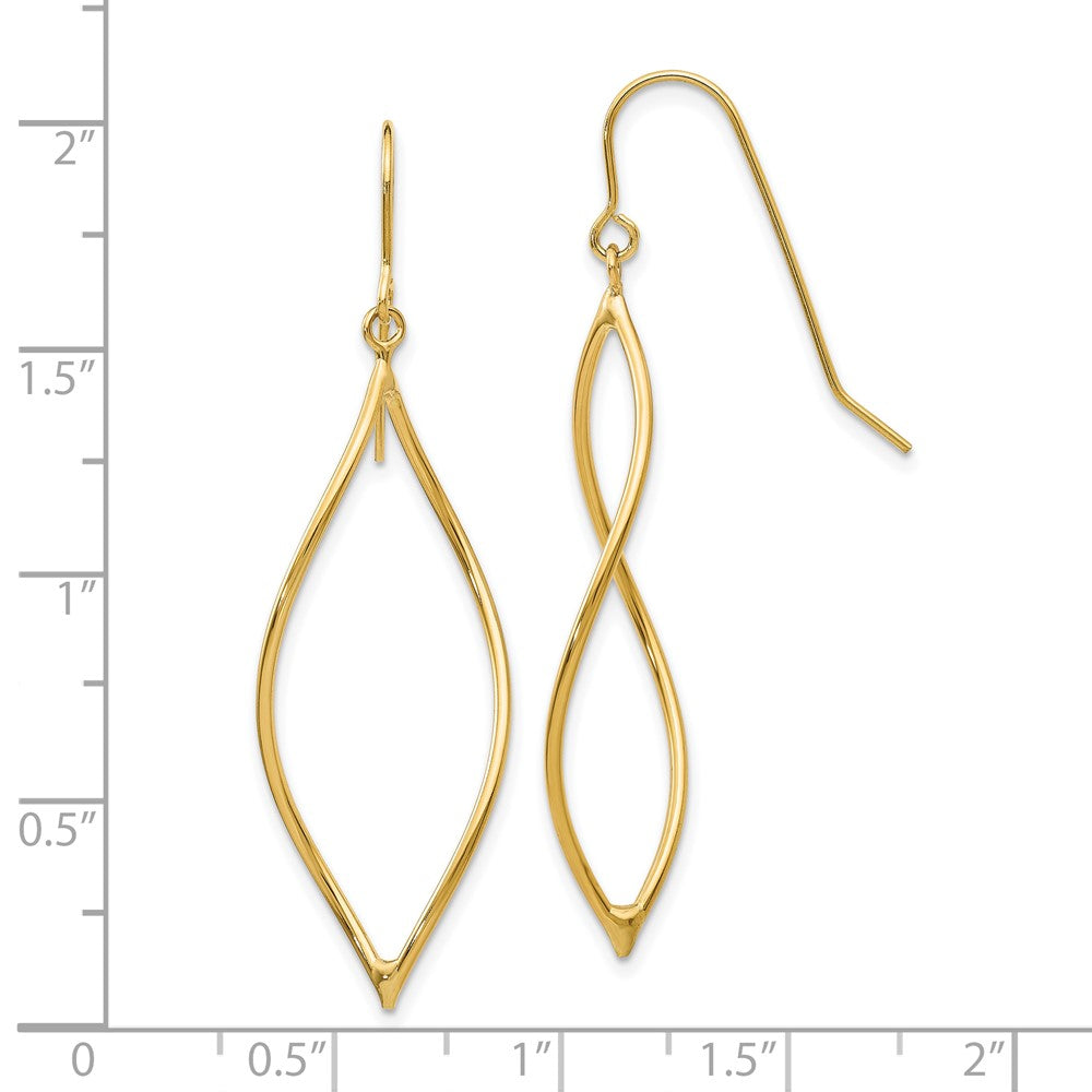 10K Yellow Gold Polished Twisted Oblong Dangle Earrings