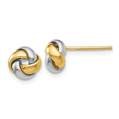 10K Two-Tone Knot Post Earrings