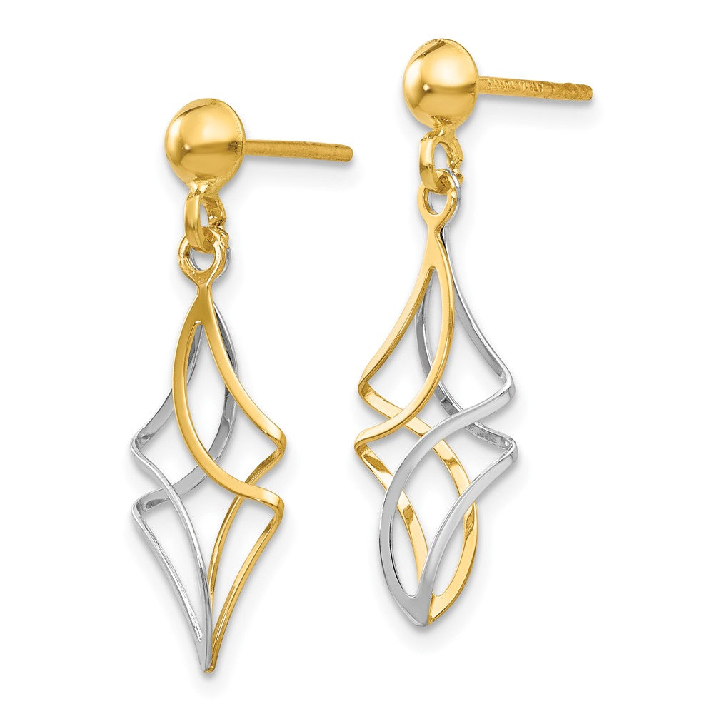 10K Two-Tone Post Dangle Earrings