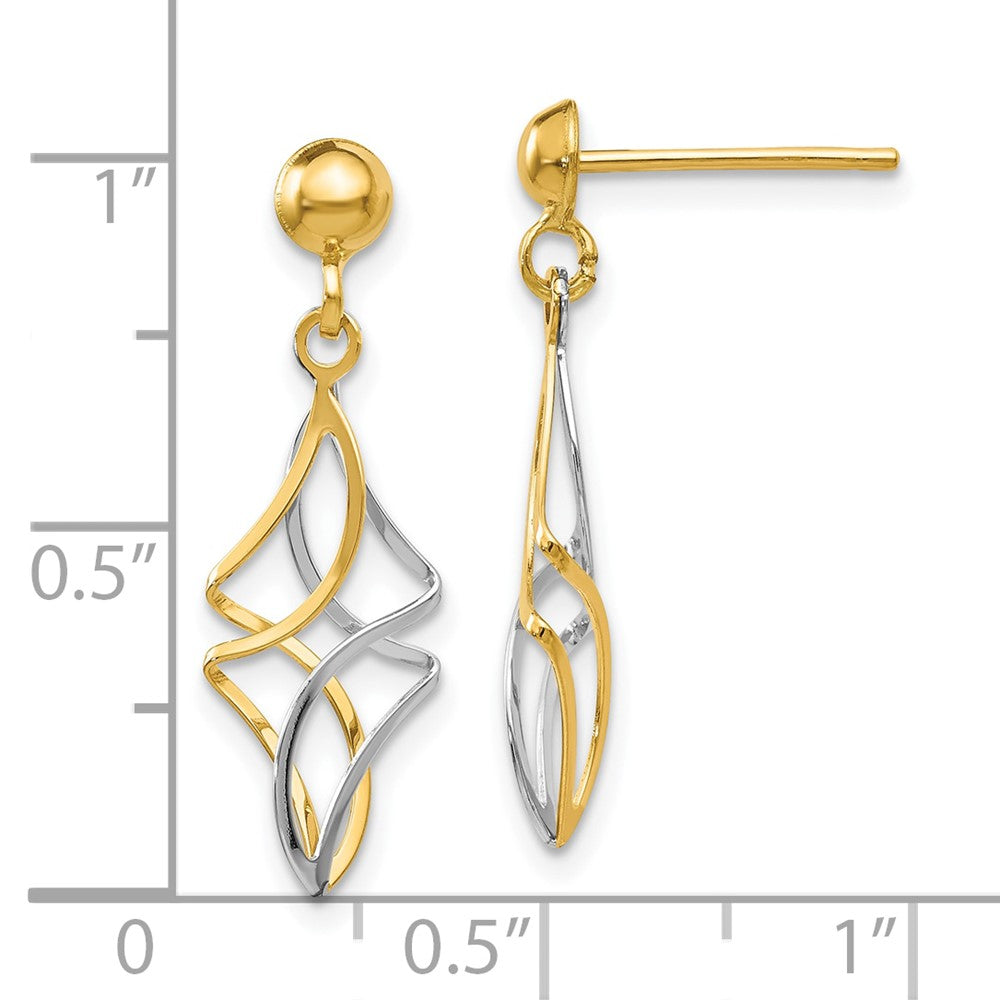 10K Two-Tone Post Dangle Earrings