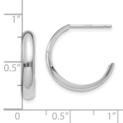 10K White Gold Polished 3.5mm J-Hoop Earrings