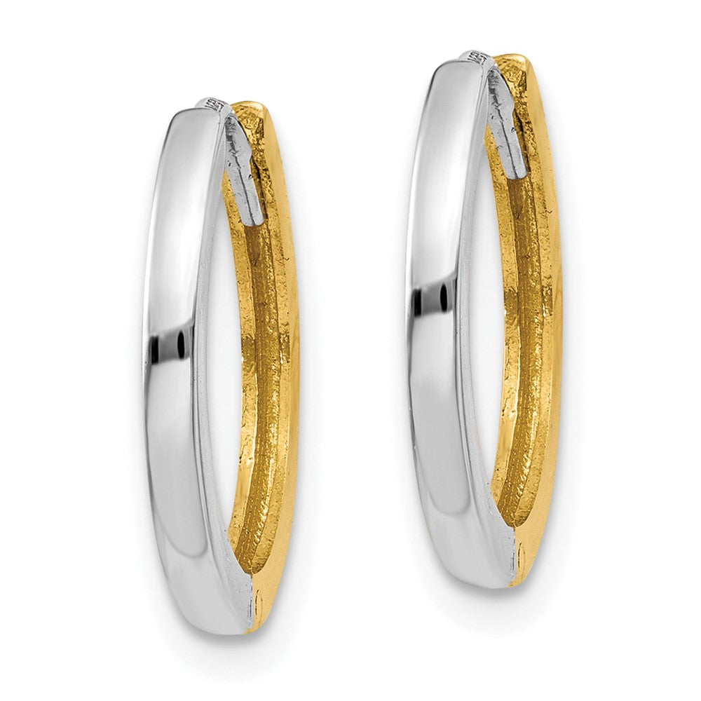 10K Two-Tone Round Hinged Hoop Earrings