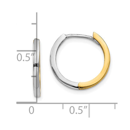 10K Two-Tone Round Hinged Hoop Earrings