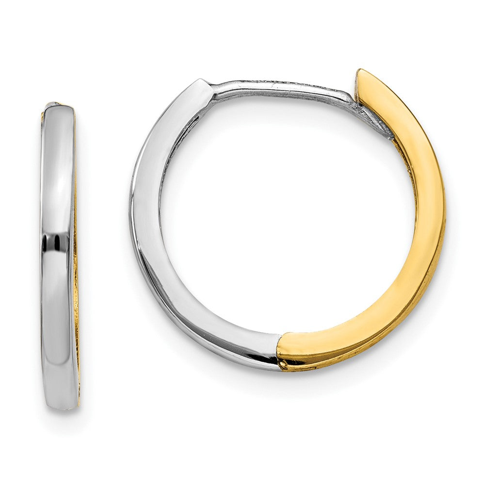 10K Two-Tone Round Hinged Hoop Earrings