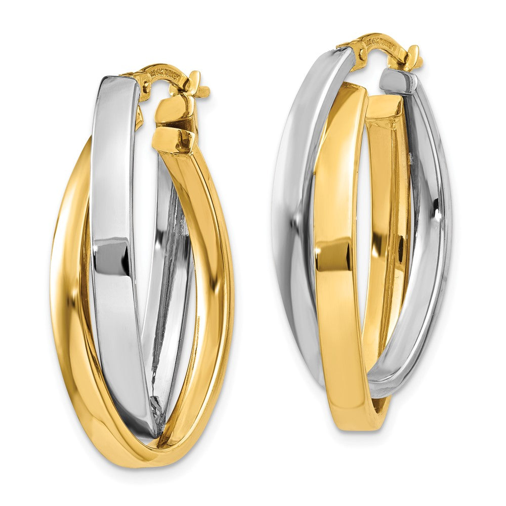 10K Two-Tone Oval Hoop Earrings