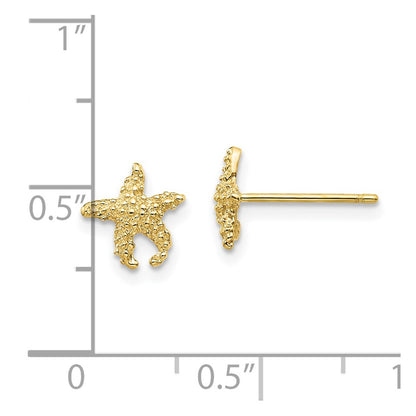 10K Yellow Gold 10K Polished Textured Starfish Post Earrings