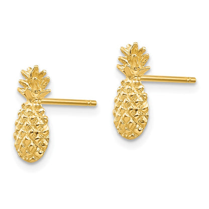 10K Yellow Gold 10K Polished Textured Pineapple Post Earrings