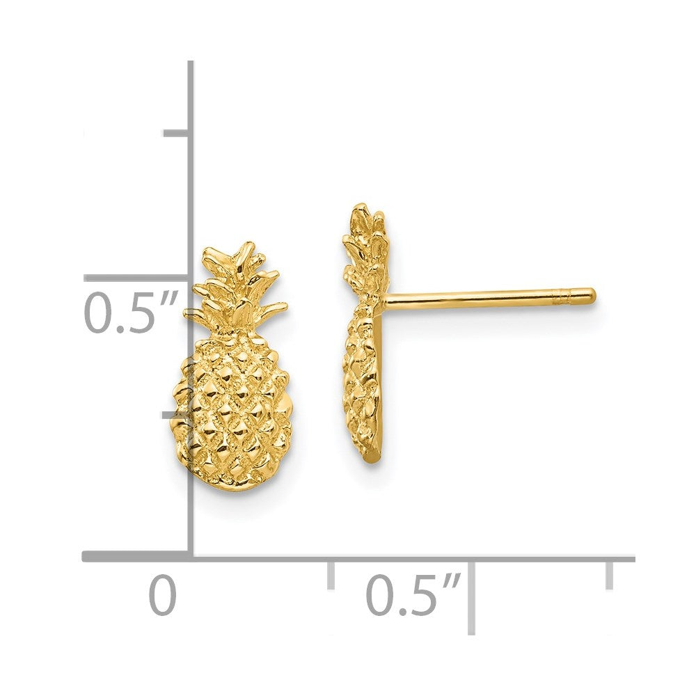 10K Yellow Gold 10K Polished Textured Pineapple Post Earrings