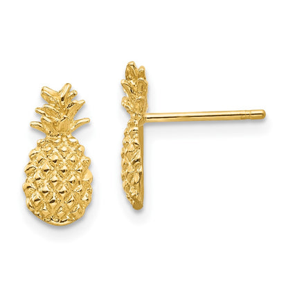 10K Yellow Gold 10K Polished Textured Pineapple Post Earrings