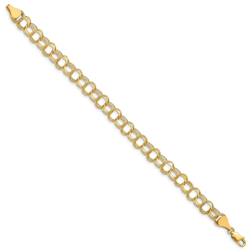 10K Yellow Gold Triple Link Charm Bracelet