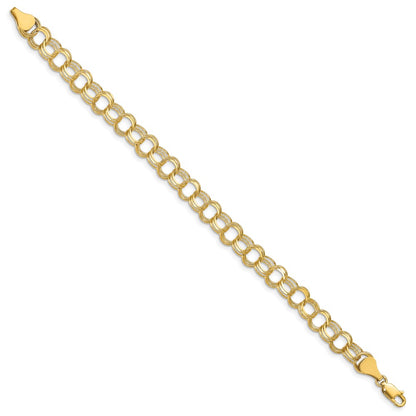 10K Yellow Gold Triple Link Charm Bracelet