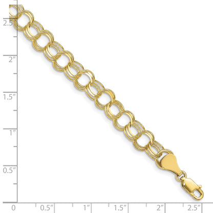 10K Yellow Gold Triple Link Charm Bracelet