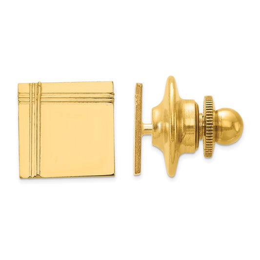 10K Yellow Gold 10K Men'S Square With Line Design Tie Tac
