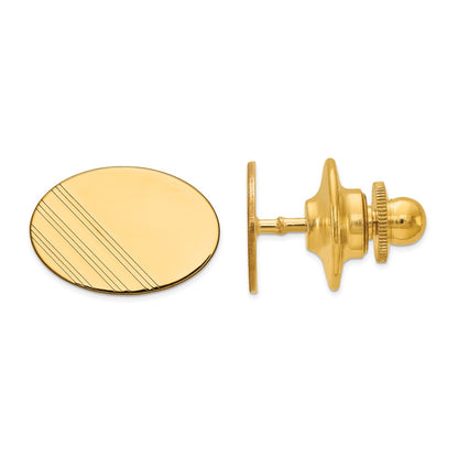 10K Yellow Gold Men'S Oval W/Line Design Tie Tac