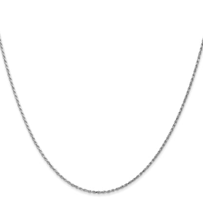 18 Inch 10K White Gold 1.15mm D/C Machine Made Rope Chain Necklace
