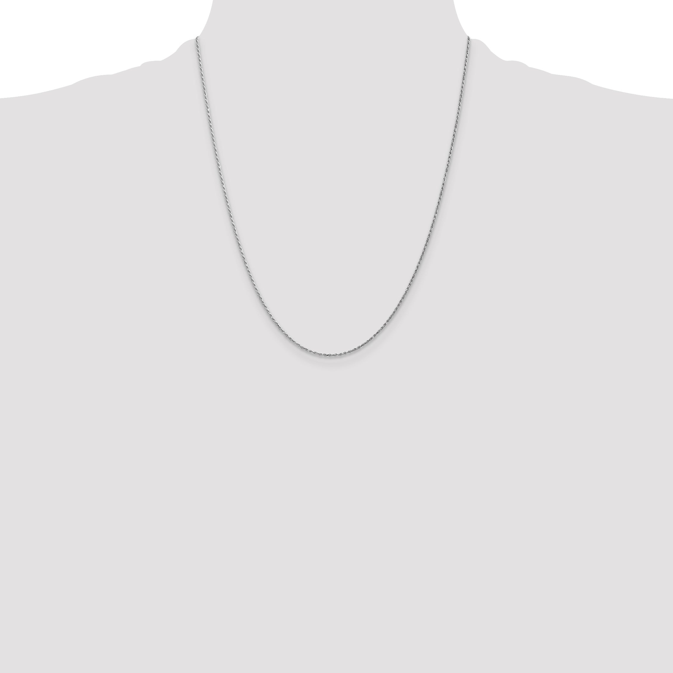 10K White Gold 1.15mm D/C Machine Made Rope Chain