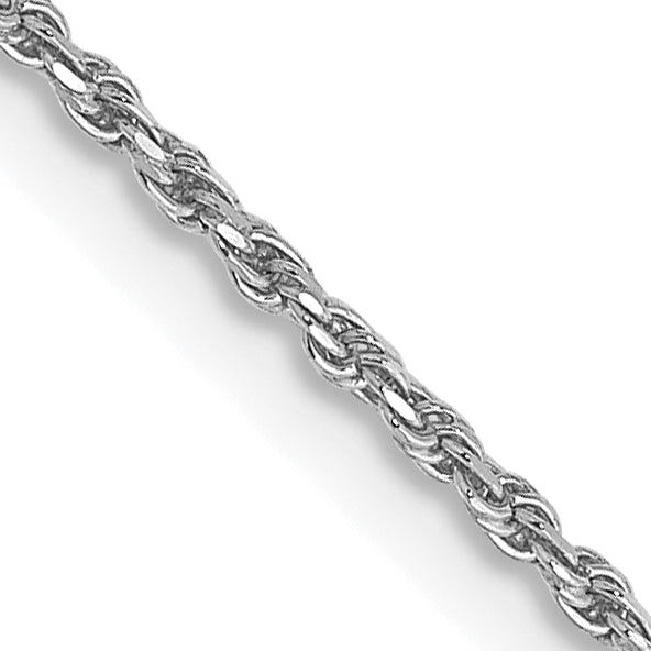 24 Inch 10K White Gold 1.15mm Diamond Cut Machine Made Rope Chain Necklace