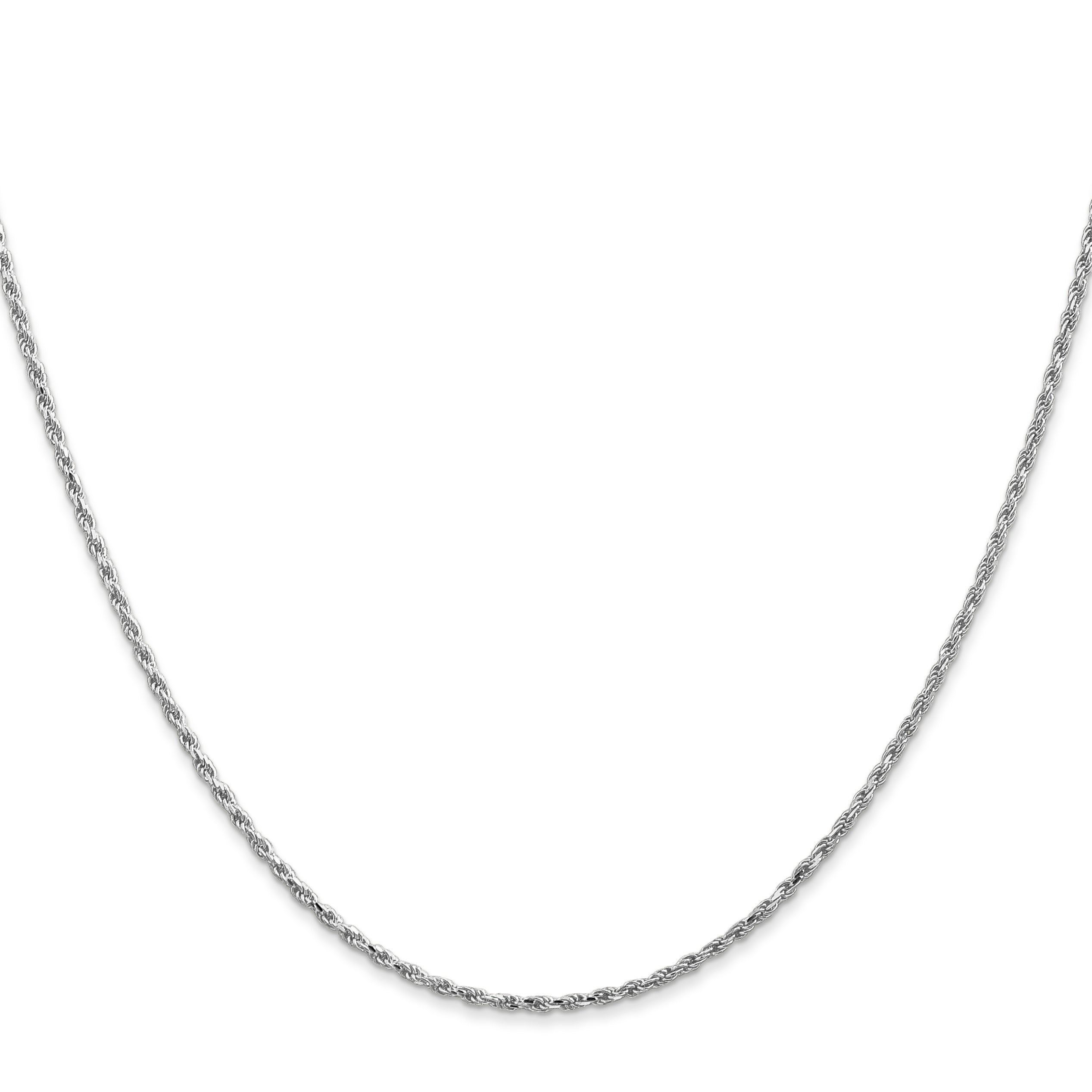 16 Inch 10K White Gold 1.3mm D/C Machine Made Rope Chain Necklace
