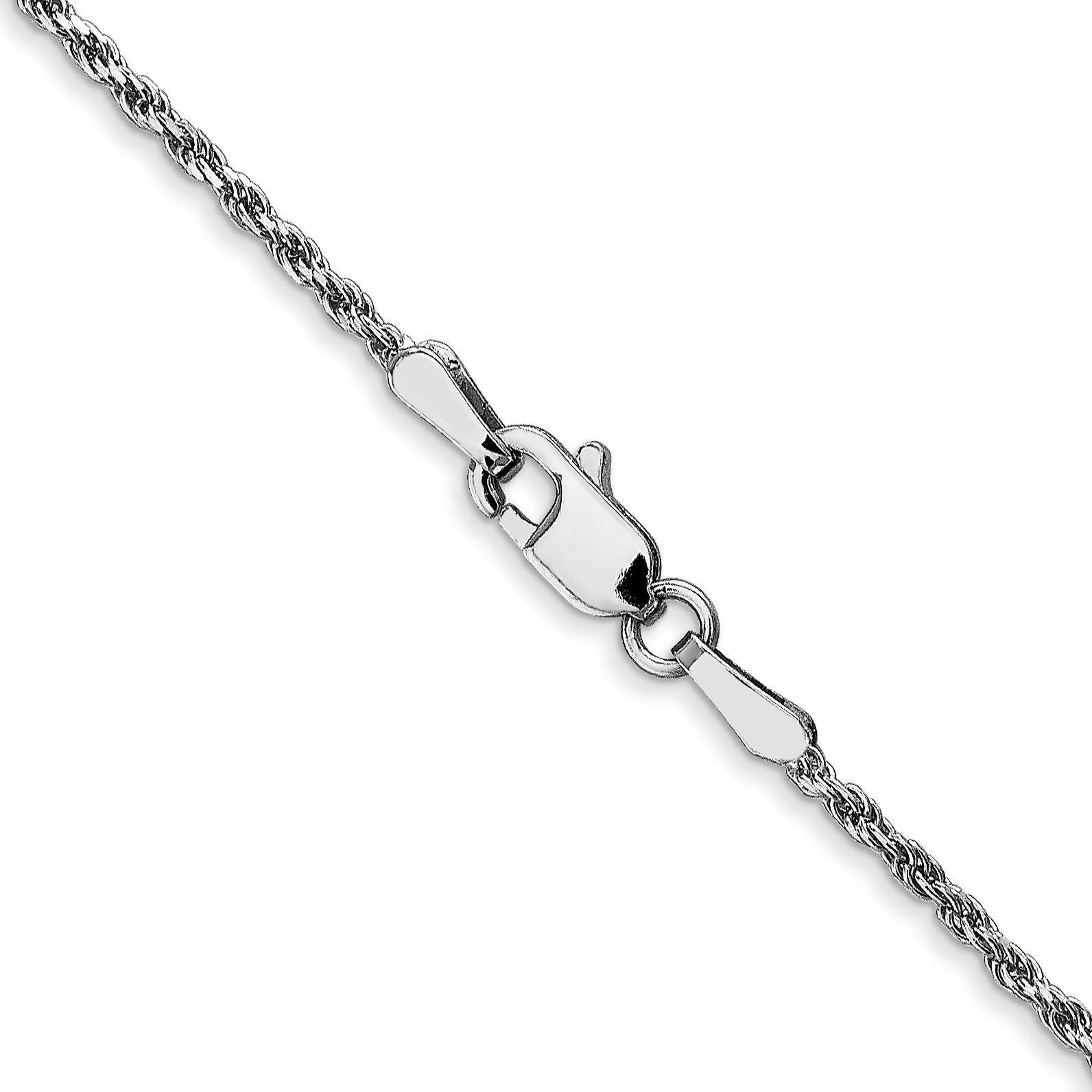 30 Inch 10K White Gold 1.3mm D/C Machine Made Rope Chain Necklace