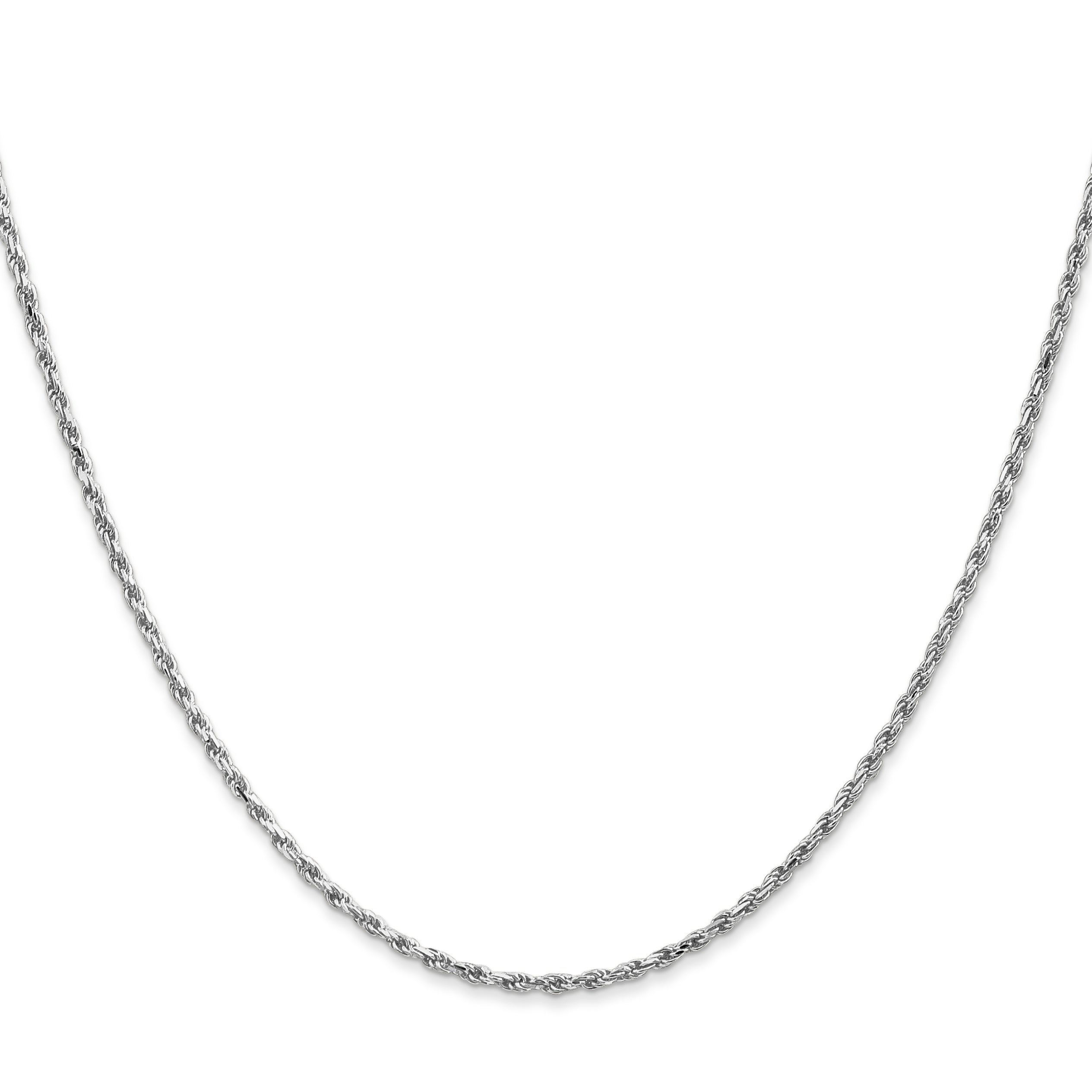 30 Inch 10K White Gold 1.6mm D/C Machine Made Rope Chain Necklace