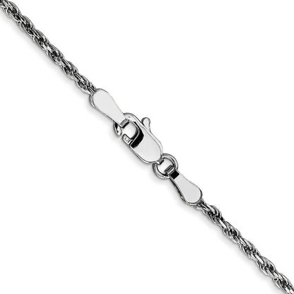24 Inch 10K White Gold 1.6mm D/C Machine Made Rope Chain Necklace
