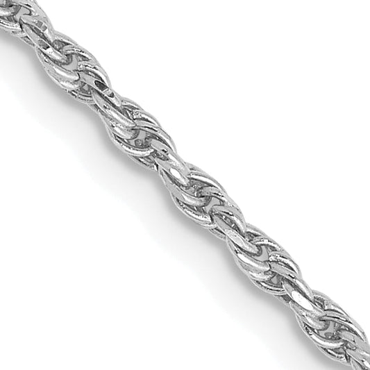 24 Inch 10K White Gold 1.6mm D/C Machine Made Rope Chain Necklace