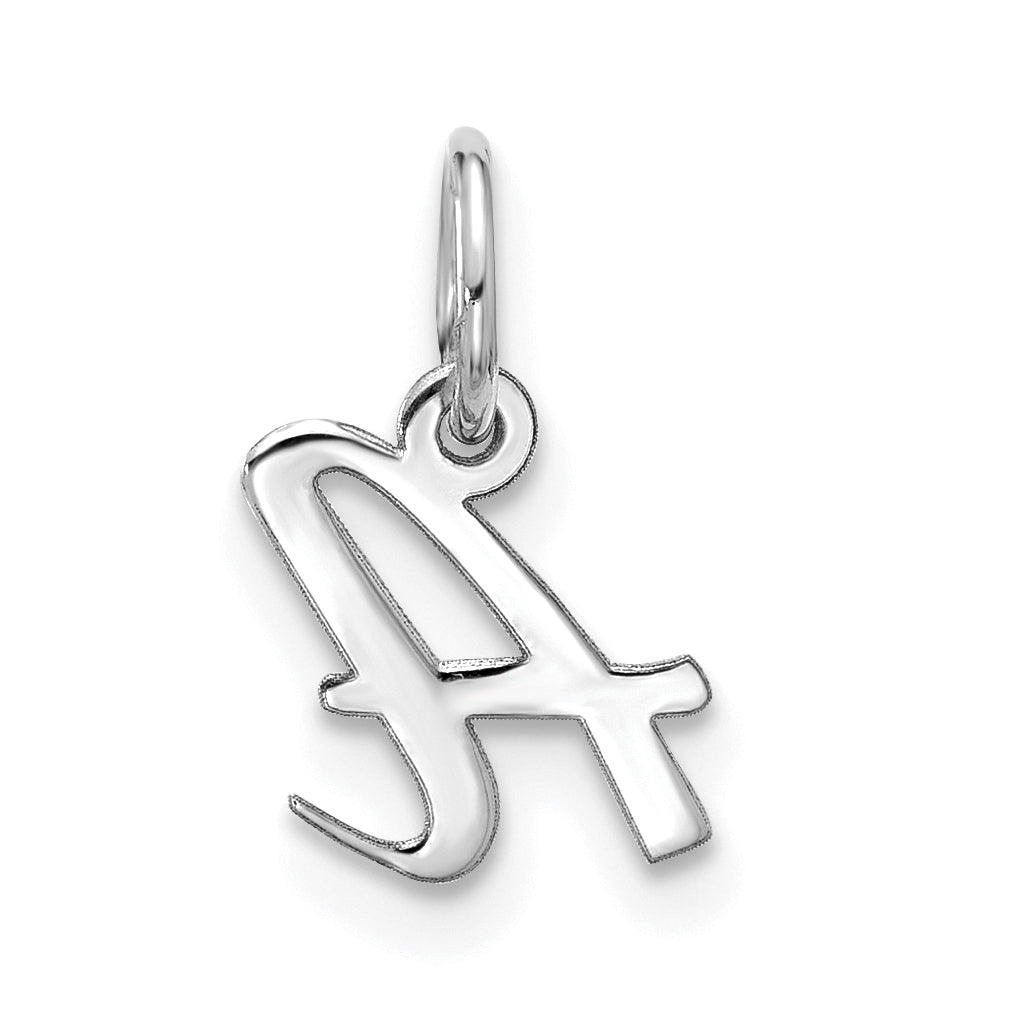 10K White Gold 10Kw Small Script Initial A Charm