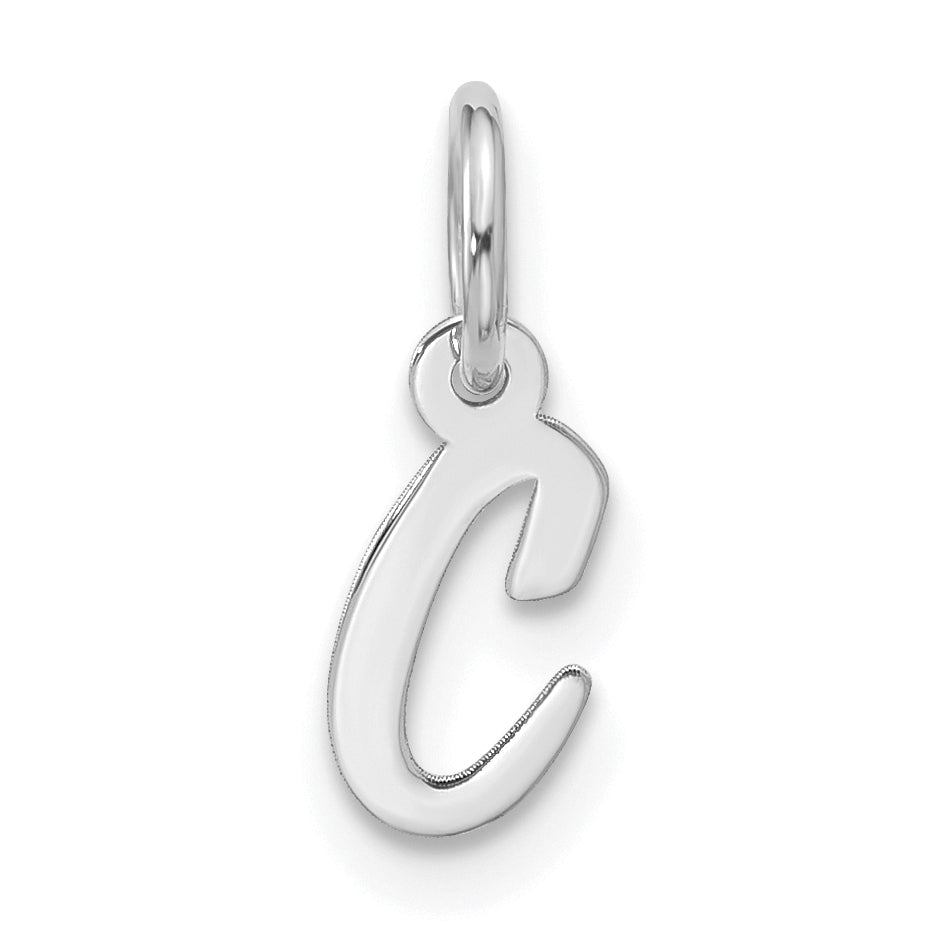 10K White Gold 10Kw Small Script Initial C Charm