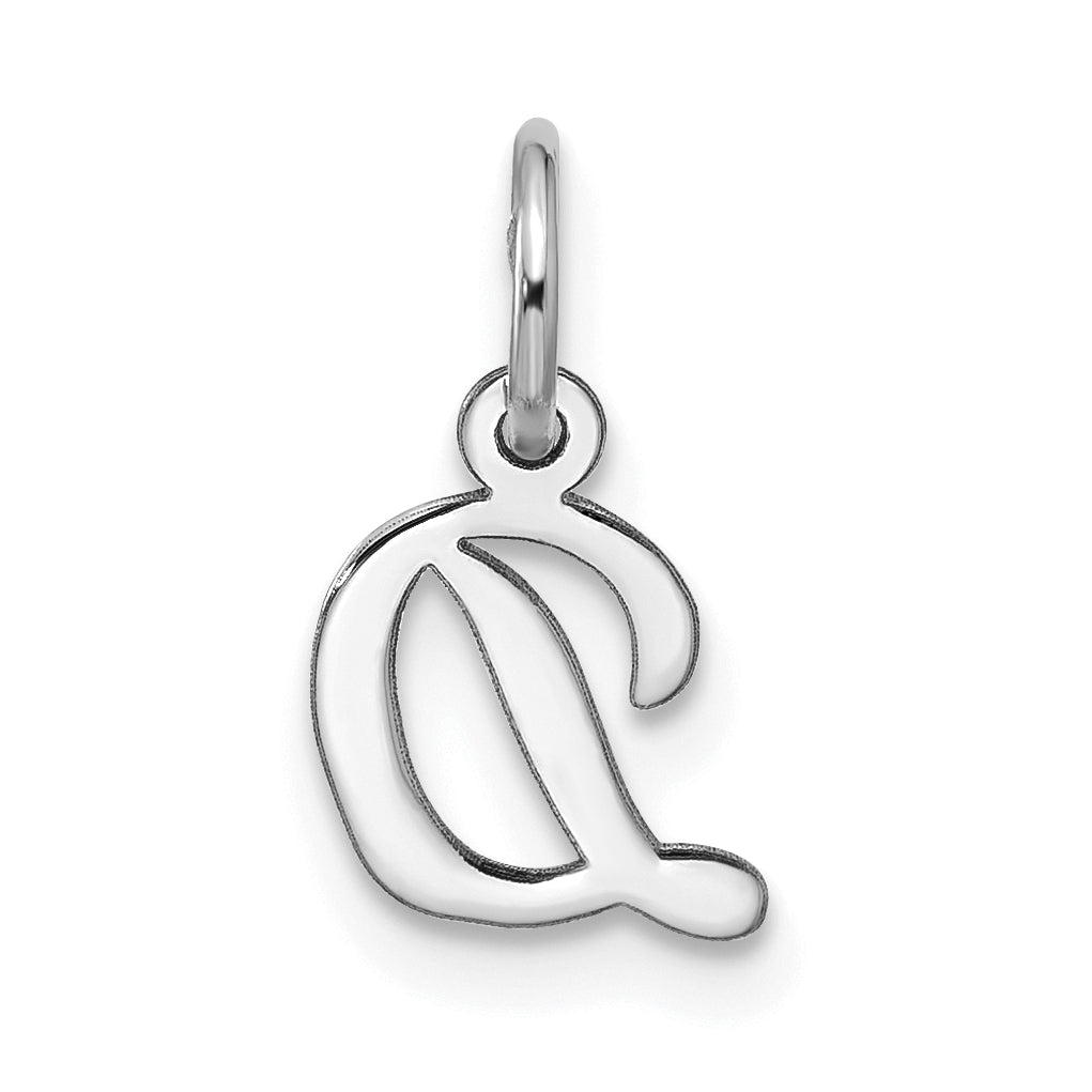 10K White Gold 10Kw Small Script Initial D Charm