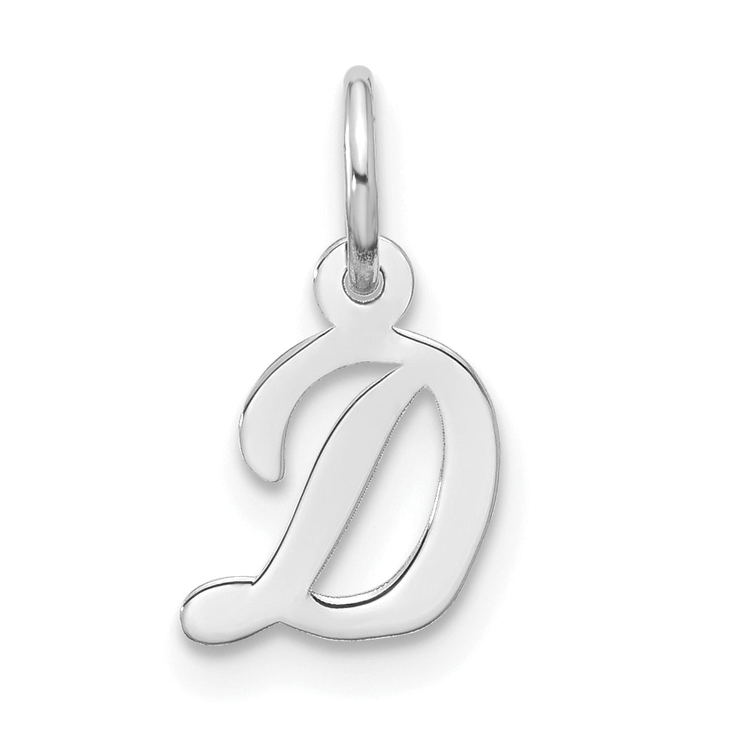 10K White Gold 10Kw Small Script Initial D Charm