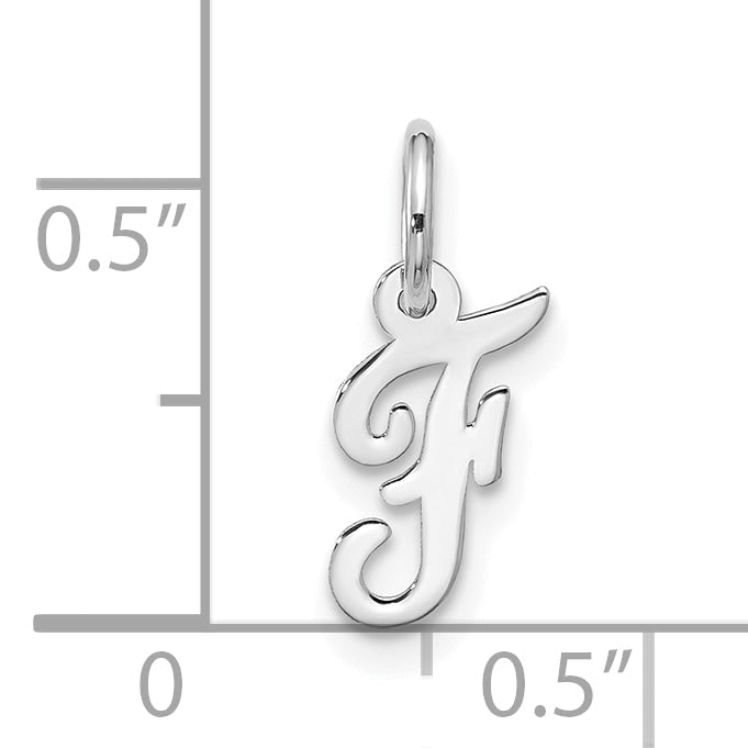 10K White Gold 10Kw Small Script Initial F Charm