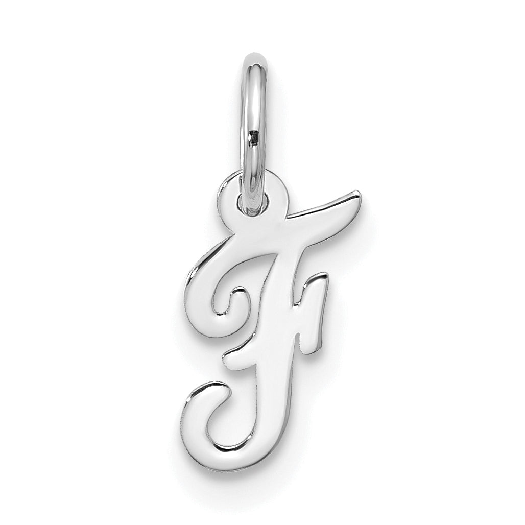 10K White Gold 10Kw Small Script Initial F Charm