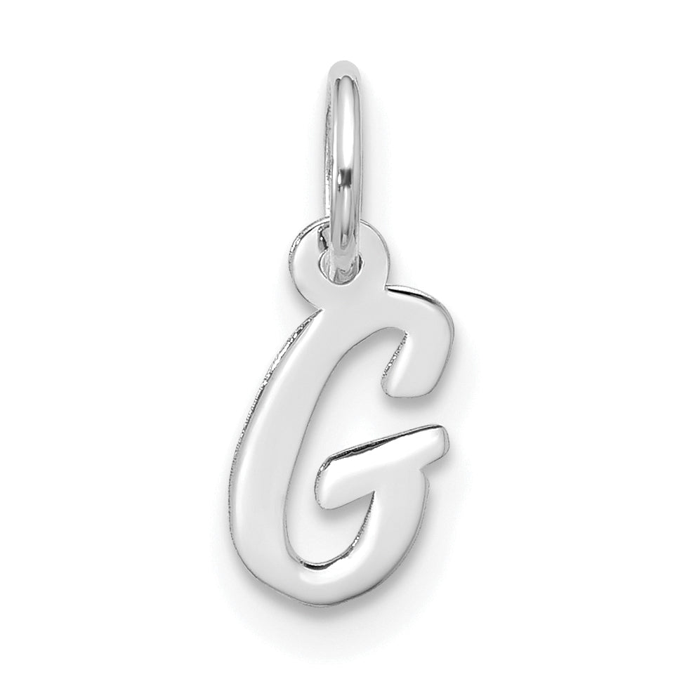 10K White Gold 10Kw Small Script Initial G Charm