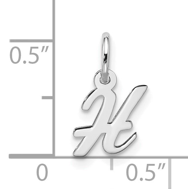 10K White Gold 10Kw Small Script Initial H Charm