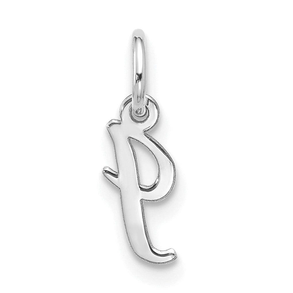 10K White Gold 10Kw Small Script Initial I Charm