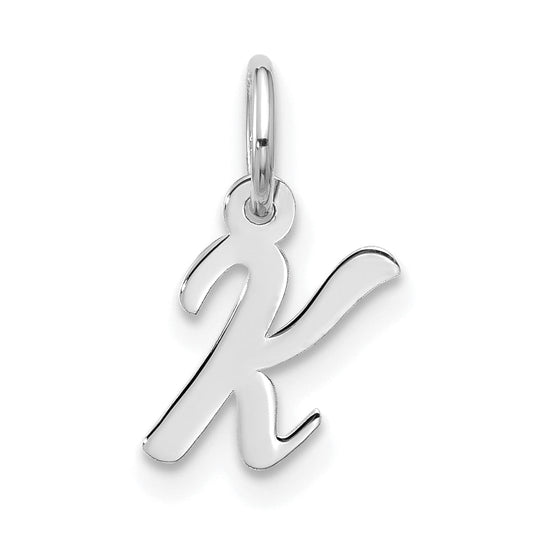 10K White Gold 10Kw Small Script Initial K Charm