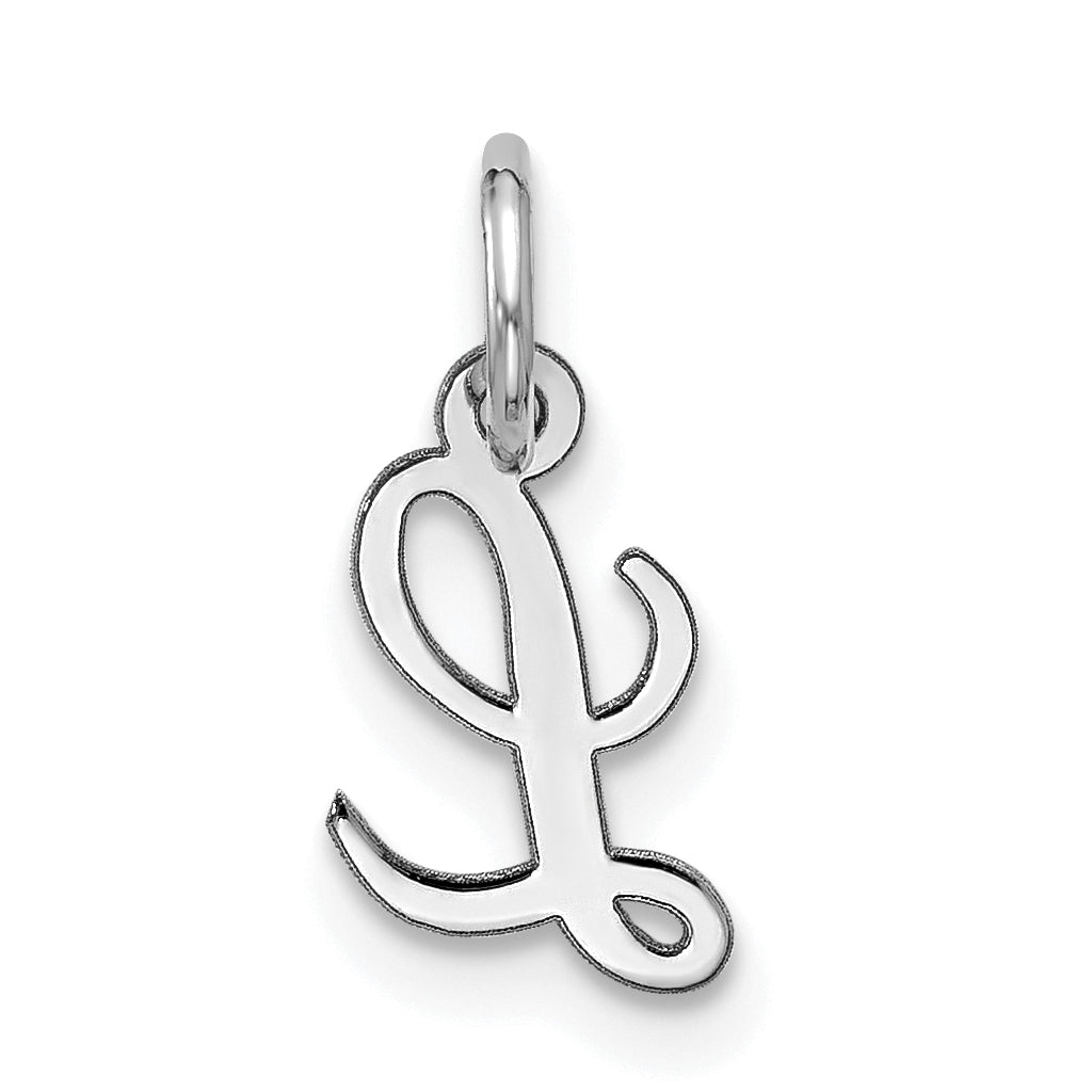 10K White Gold 10Kw Small Script Initial L Charm