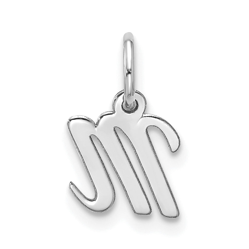 10K White Gold 10Kw Small Script Initial M Charm