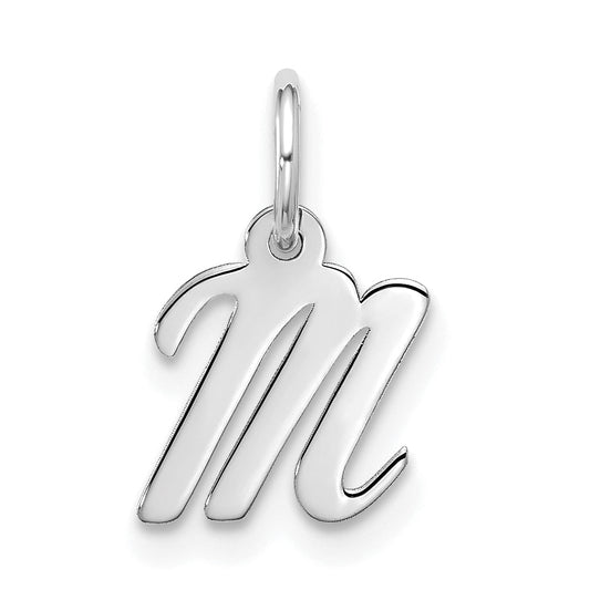 10K White Gold 10Kw Small Script Initial M Charm